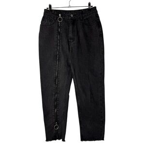 Boutique Othermix Black Zip Front‎ Straight Leg Raw Hem Jeans 27